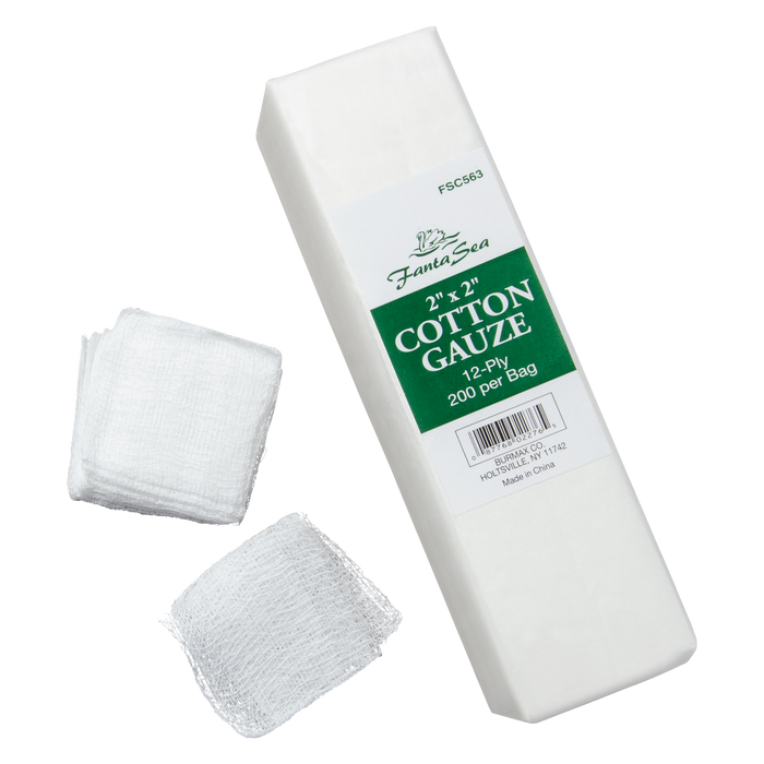 12-Ply Cotton Gauze Wipes — 2" x 2"