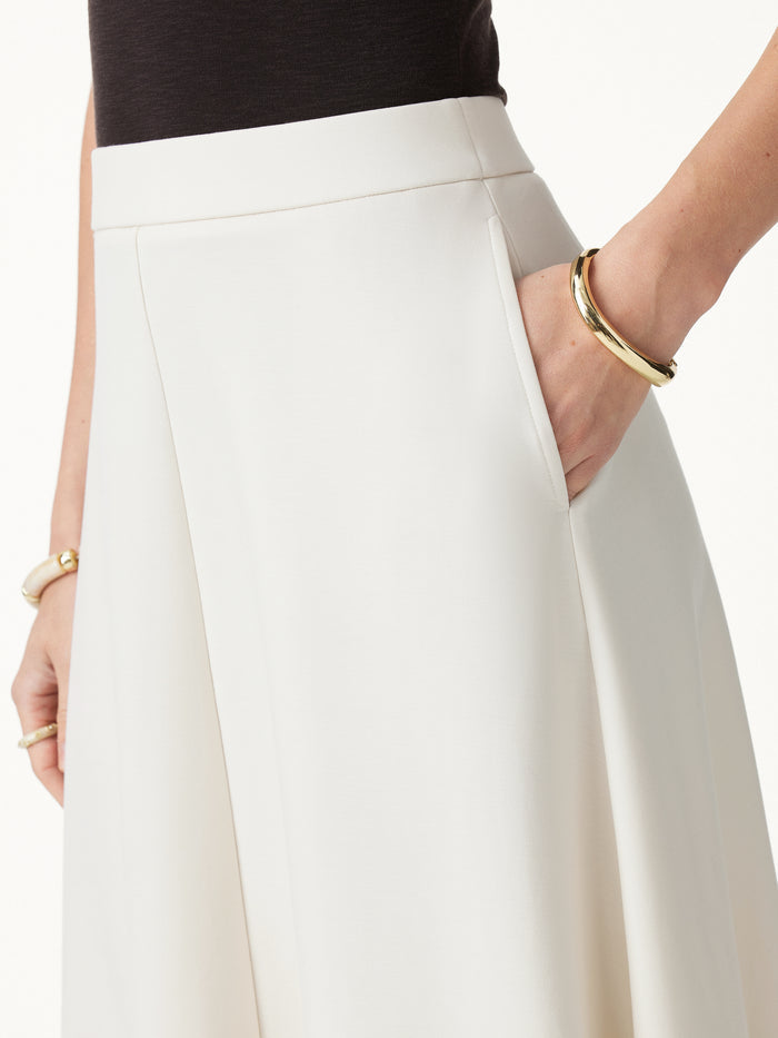 OGLmove 2Pcs Set Mock Neck Cap Sleeve Top & Umbrella Midi Skirt with Pockets