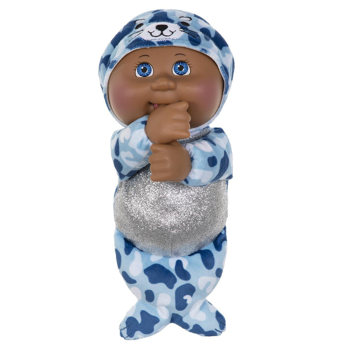 A 9-inch plush toy depicting a character resembling a seal with blue and white clothing, part of the Cutie Winter Wonderland Collection.