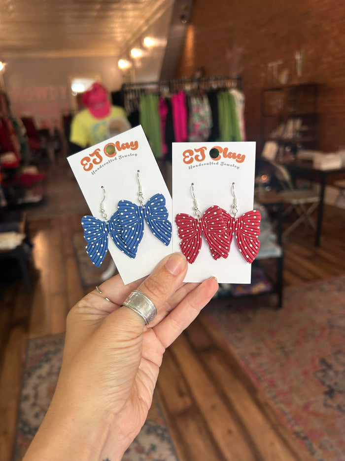 Polka dot Clay Bow Earrings