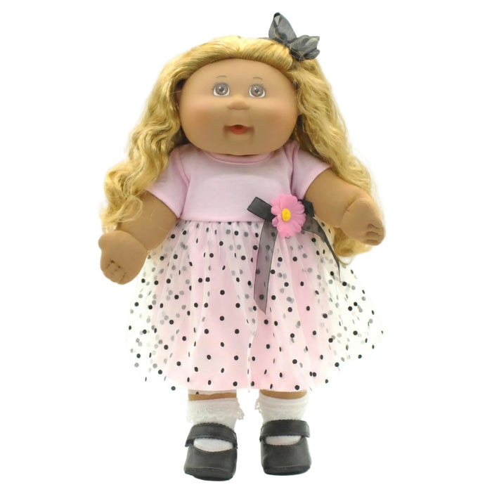A2 OAA09-23-16 Pink w/Black Polka Dot Net Dress