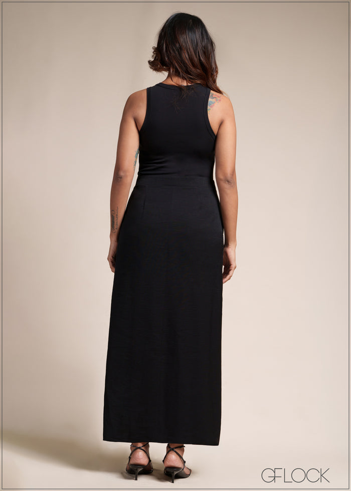 Asymmetric Detailed Contrast Dress - 110526