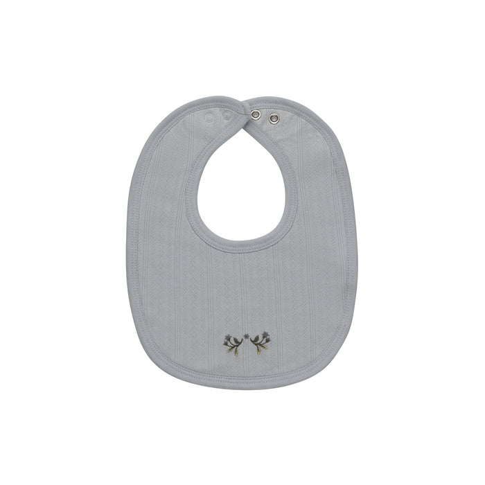 Baby Boy Bib – Ivory Blue – Embroidered