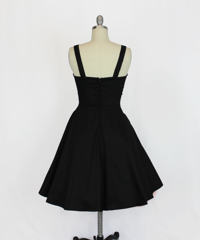 Black Sweetheart Cocktail Strap Dress w/Pockets XS-3XL
