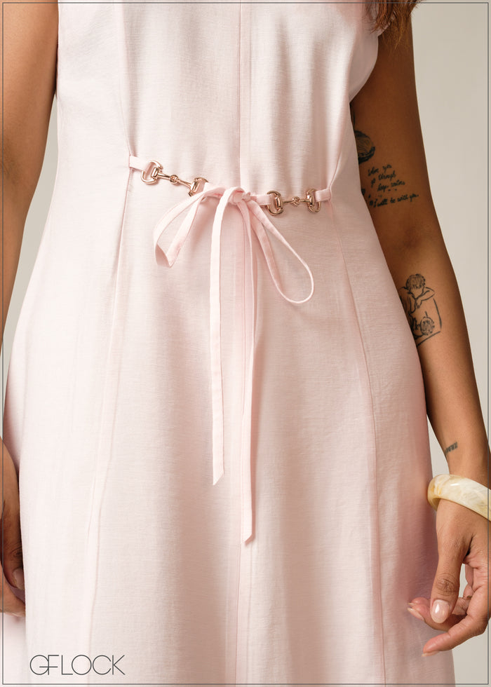 Cap Sleeve Trim Detailed Dress - 300626