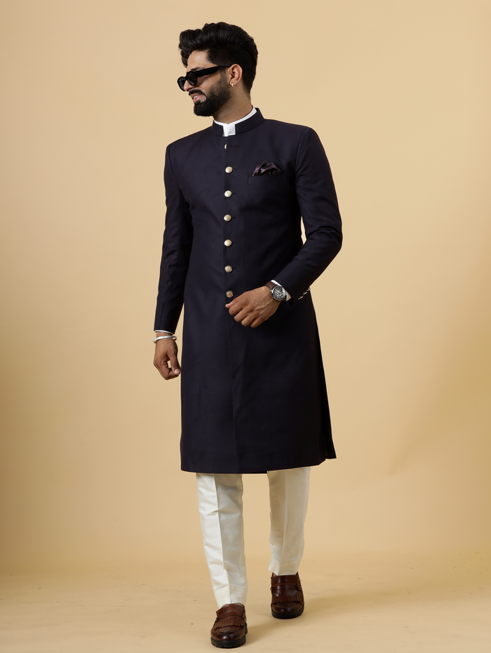 Classic Blue Berry Achkan for Men