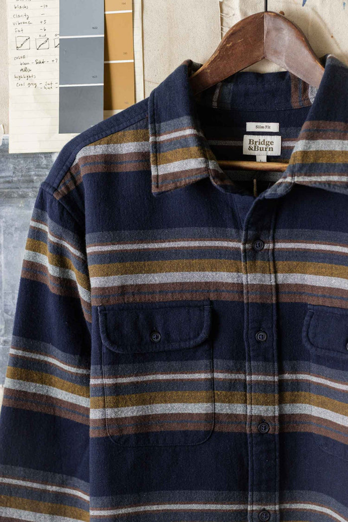 Cole Slim Shirt - Coastline Stripe