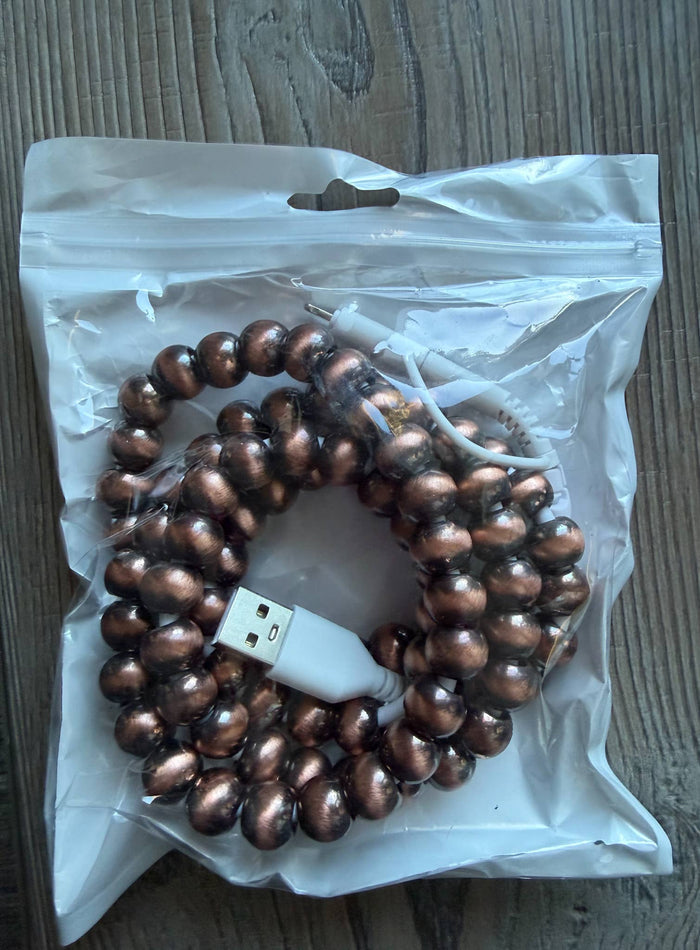 Copper Beaded Phone Charger with Lightning & USB-C