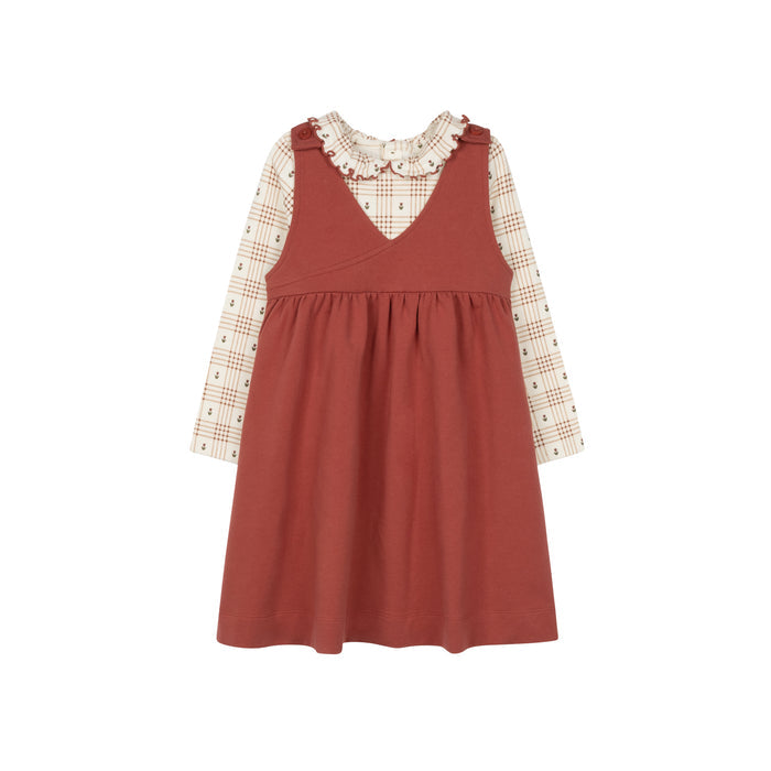 Cotton Floral Plaid Collection - Ruffle Neck Tee