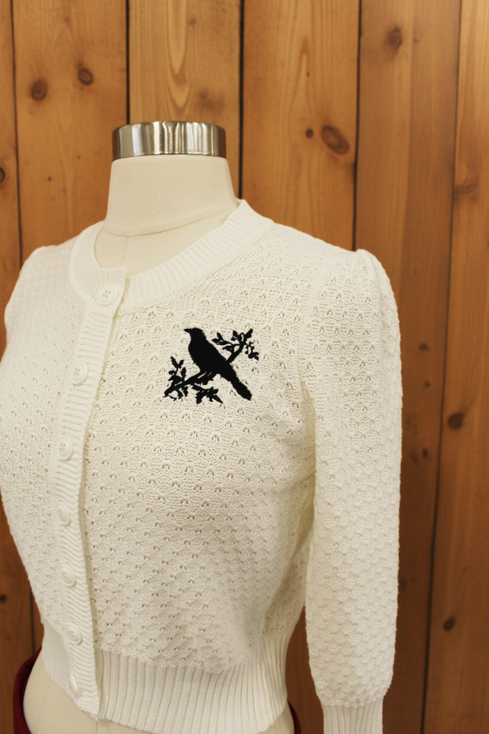 Crow Vintage Inspired Ivory Cardigan Sweater