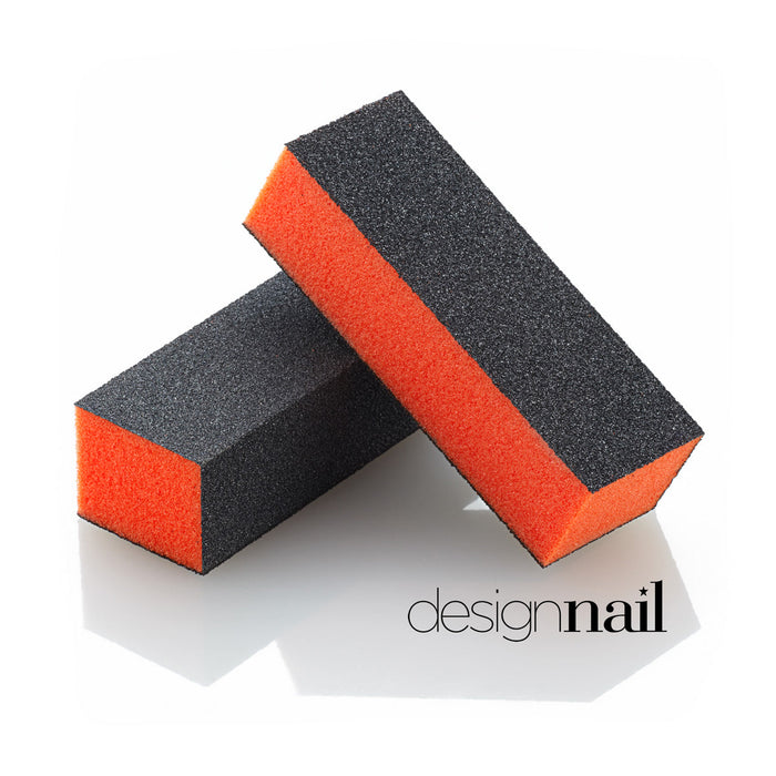 Design Nail Buffer | 100/180 Grit Orange & Black Block 20pk
