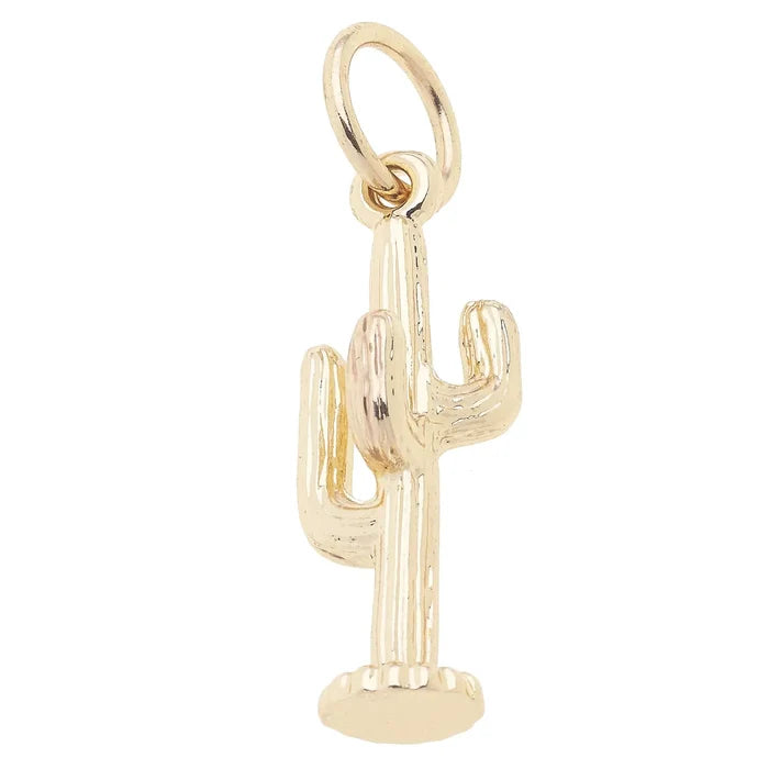 Golden Cactus Charm in Shiny Gold