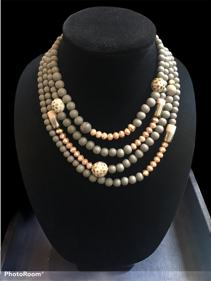 Grey 4 Strand Necklace
