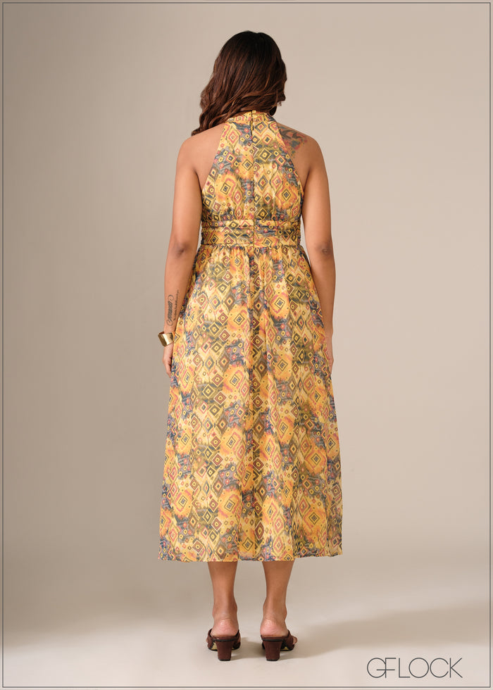 High Neck Gathered Dress - 130326