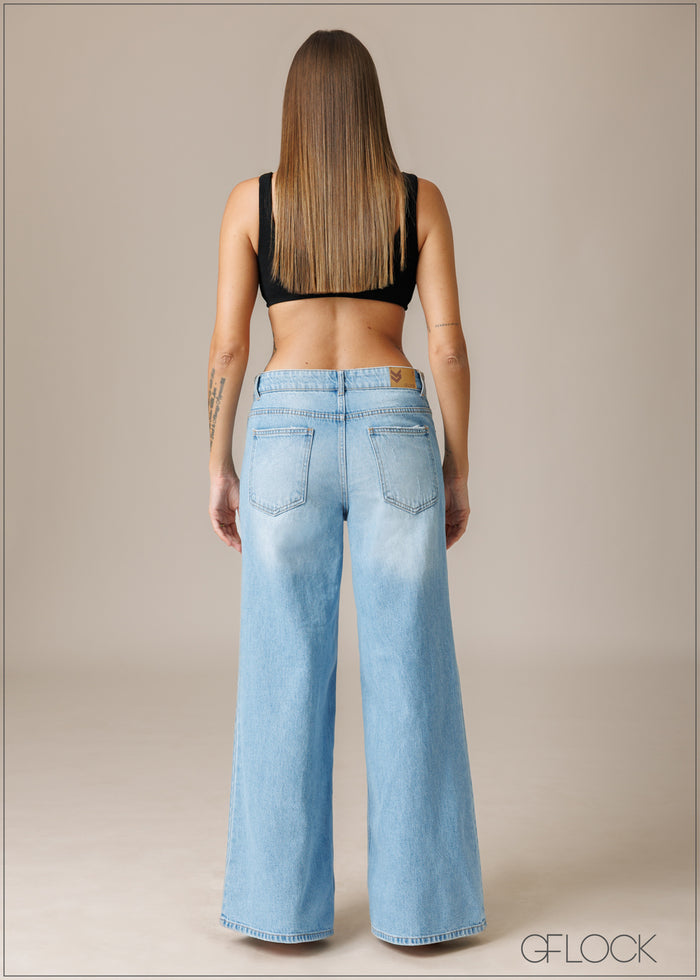 Low Waist Wide Leg Jean - Short Length - 210326D