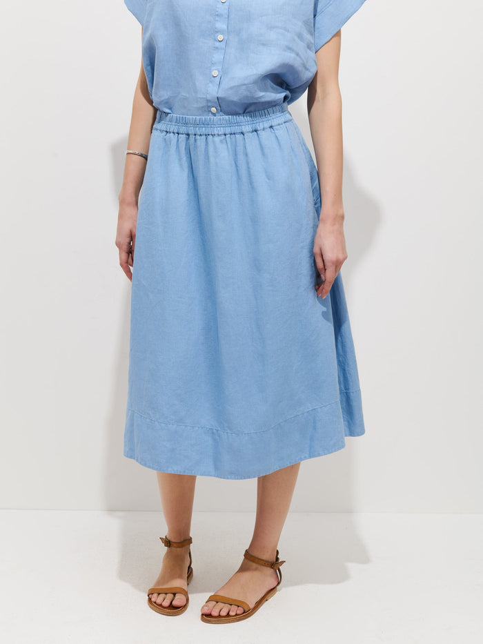 Maddie Skirt in Linen - Bel Air Blue