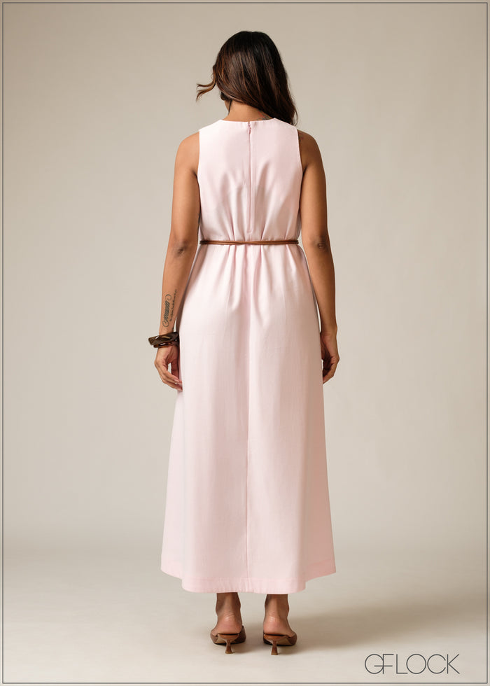 Midi Dress With Belt - 160726