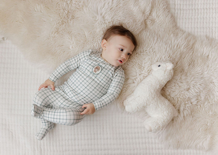 Modal French Terry Plaid Sheep Collection - Blanket