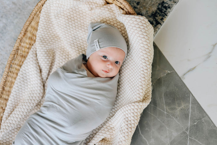 Modal Swaddle & Beanie Set in Gift Box - Blue