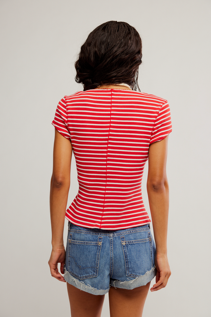 Most Wanted Cardi in Red and White Stripe