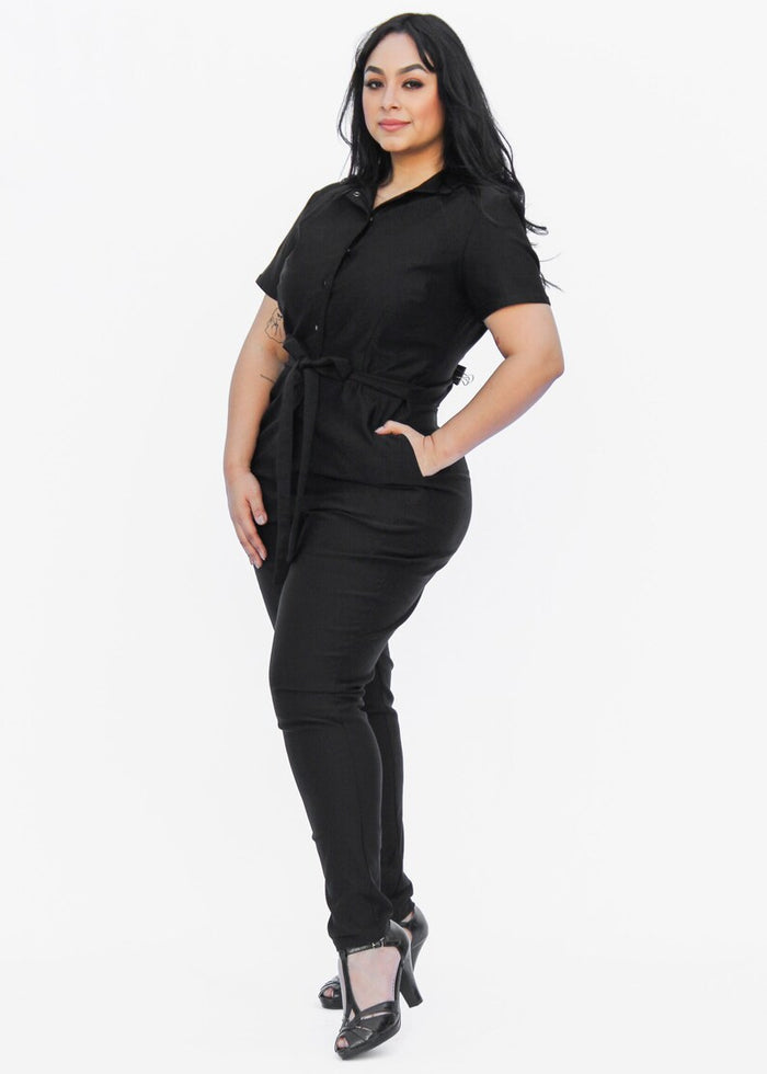 One Piece Long Black Play Suit Jumpsuit