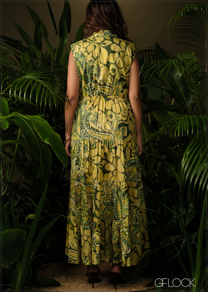 Printed Shoulder Detail Dress - 210326