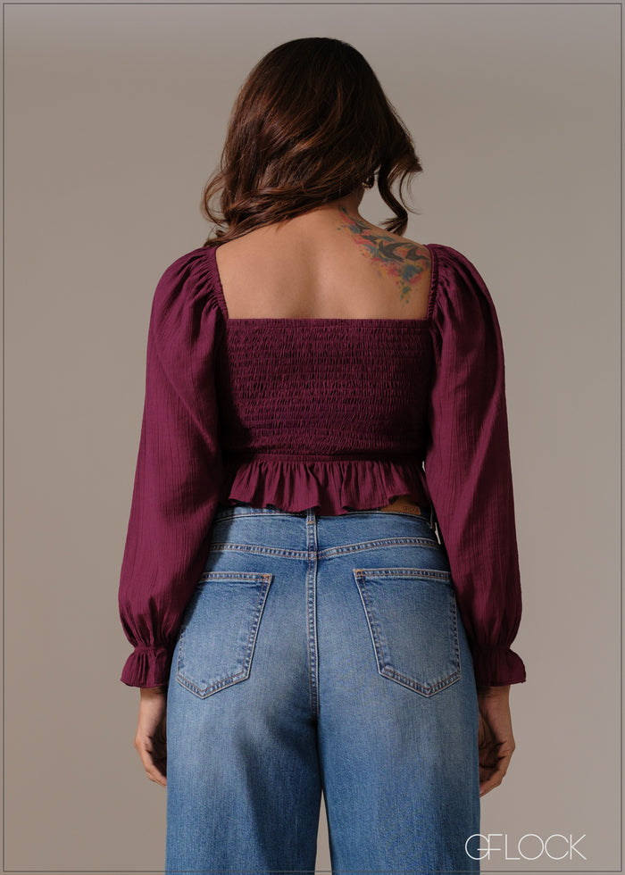 Puff Sleeve Smocked Top - 111225