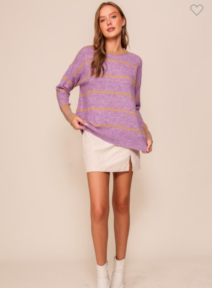 Purple striped sweater