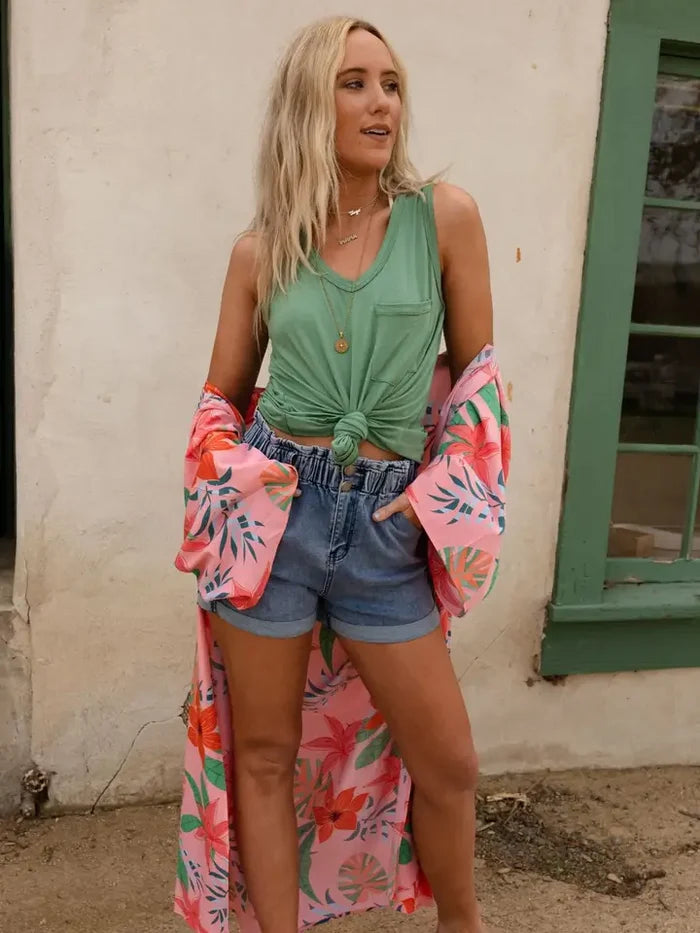 Shelli Scoop Neck Tank Top - Sage