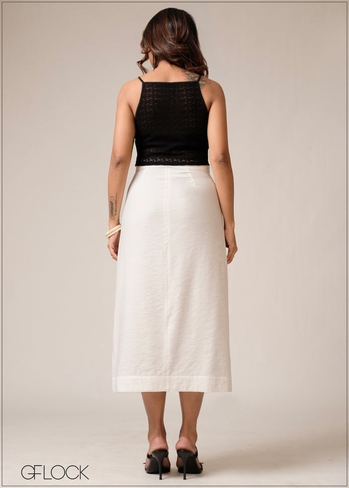 Side Slit Button Detailed Skirt - 160726