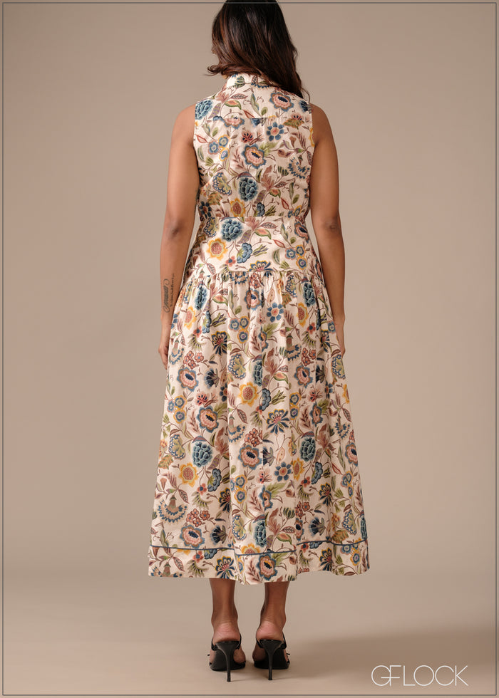 Sleeveless Printed Dress - 290726