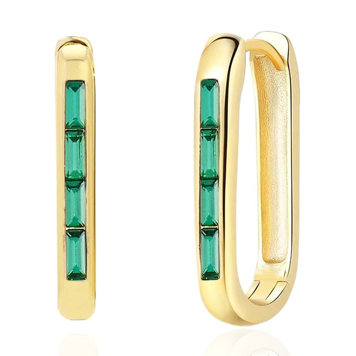 Tai Baguette Oval Emerald Huggies
