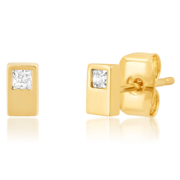 Tai Cz and Gold Rectangle Studs