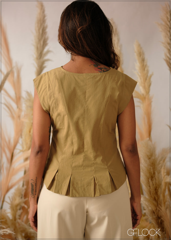 V-Neck Peplum Top - 240626