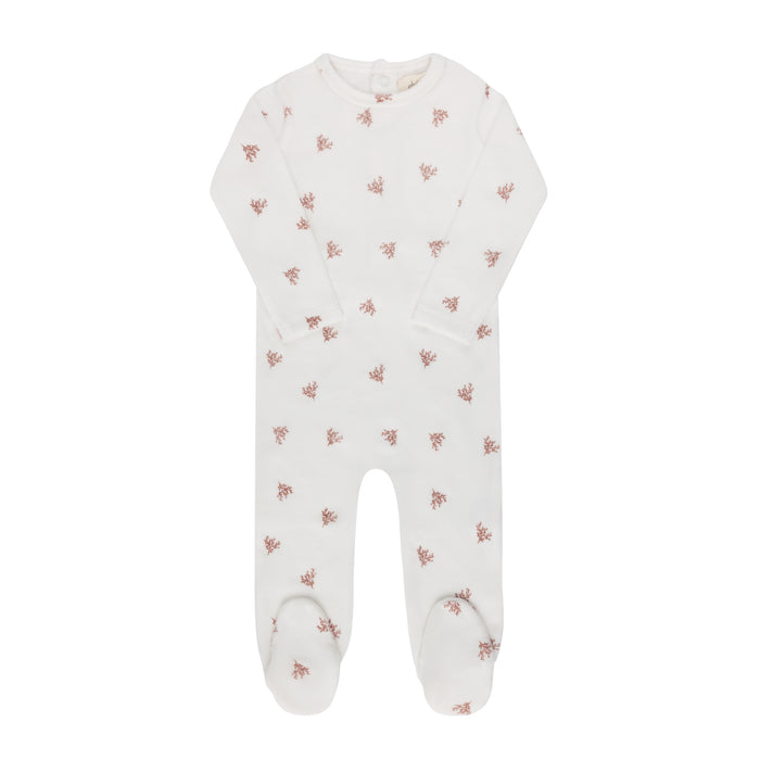 Velour Leaf Pattern Collection - Footie