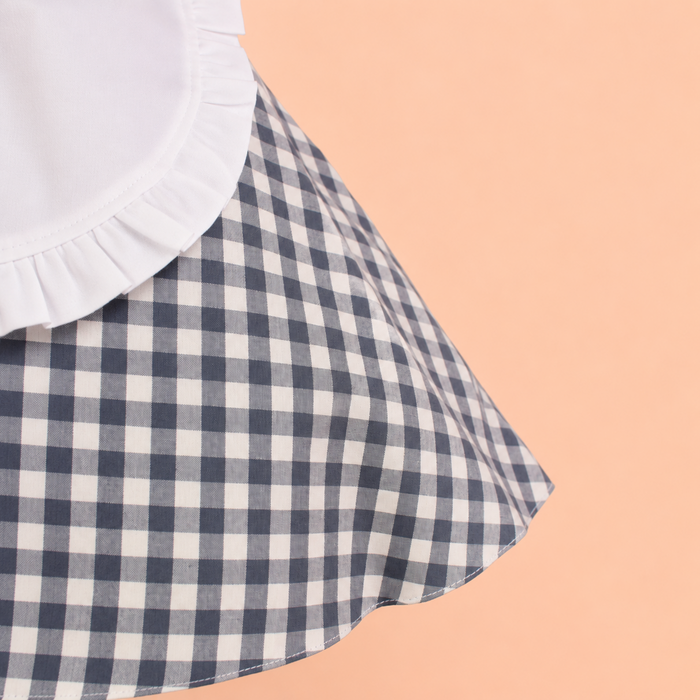 Vintage Blue Gingham Apron, French Maid Inspired Hostess Apron