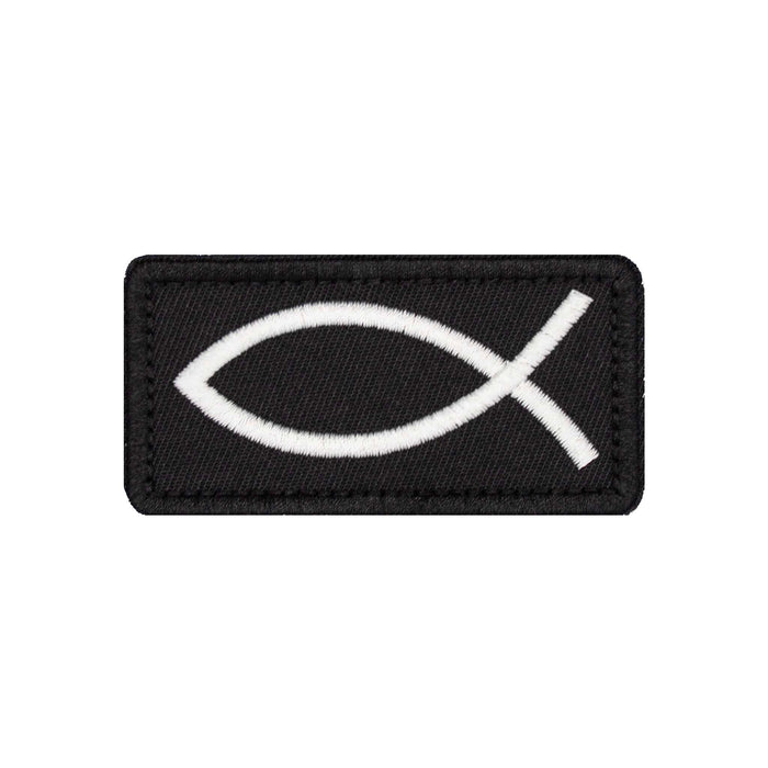 White Ichthus Fish Embroidered Velcro Patch - Brotherhood Cornhole