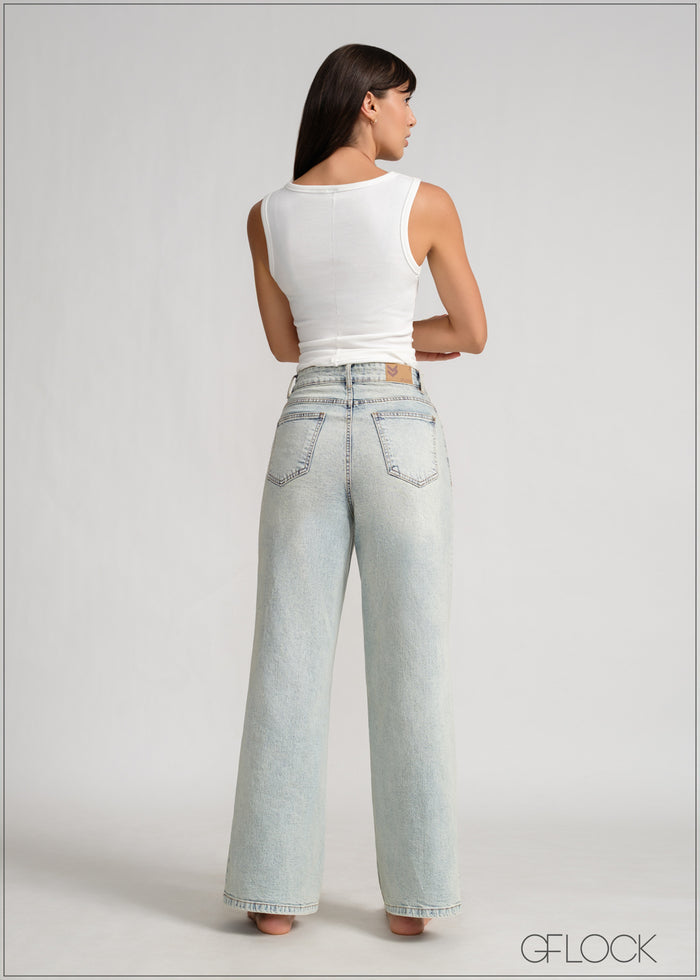 Wide Leg Moon Wash Jean - Long Length - 120426