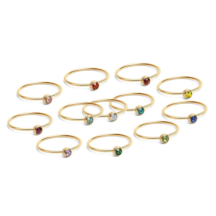 18K Gold Birthstone Stacking Ring