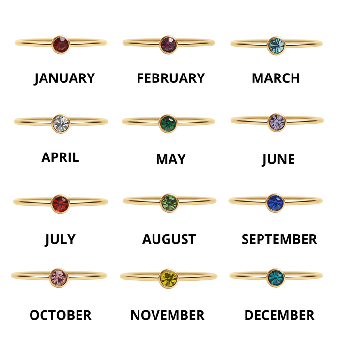 18K Gold Birthstone Stacking Ring