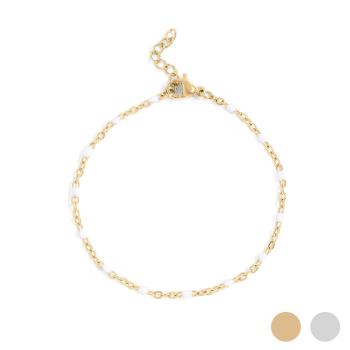 18K Gold PVD Stainless Steel White Confetti Chain Bracelet