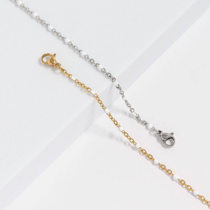 18K Gold PVD Stainless Steel White Confetti Chain Bracelet