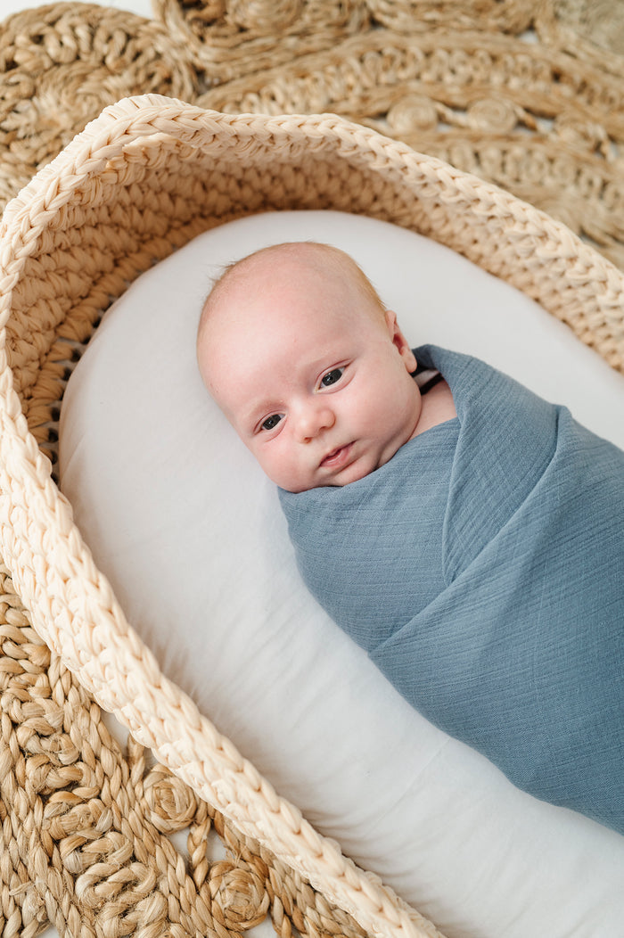 2 Pack Cotton Muslin Swaddle Blanket - Blue Garden Flower