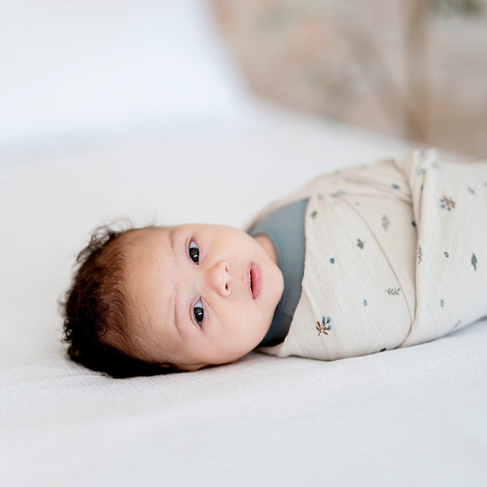 2 Pack Cotton Muslin Swaddle Blanket - Blue Garden Flower
