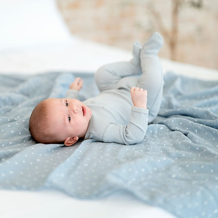 2 Pack Cotton Muslin Swaddle Blanket - Blue Leaf