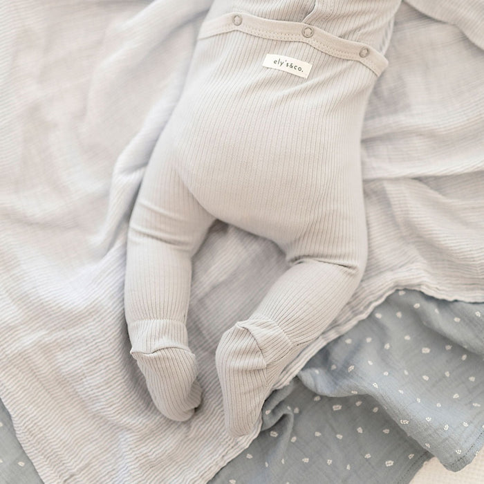 2 Pack Cotton Muslin Swaddle Blanket - Blue Leaf