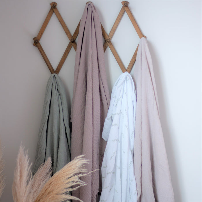 2 Pack Cotton Muslin Swaddle Blanket - Forest Grey Leaf
