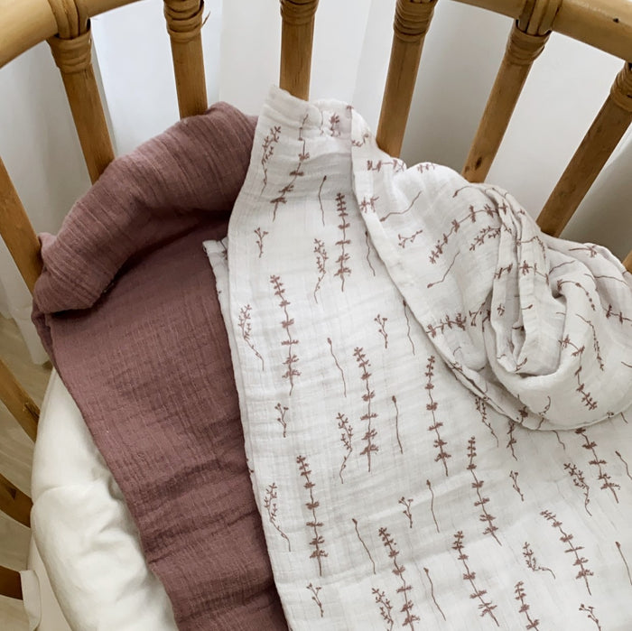 2 Pack Cotton Muslin Swaddle Blanket - Lavender Leaf