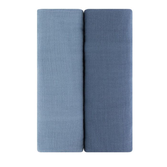 2 Pack Cotton Muslin Swaddle Blanket - Lush Blue