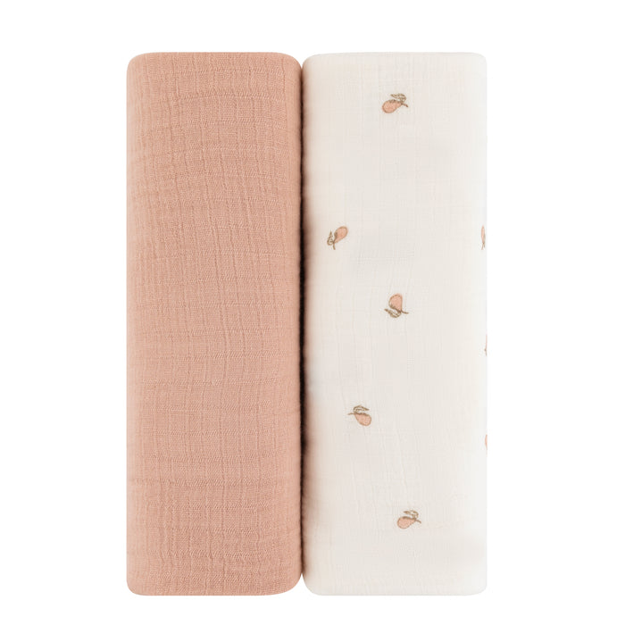 2 Pack Cotton Muslin Swaddle Blanket - Pink Pear